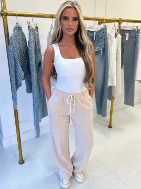 Alexia Beige Wide Leg Jogger Trousers