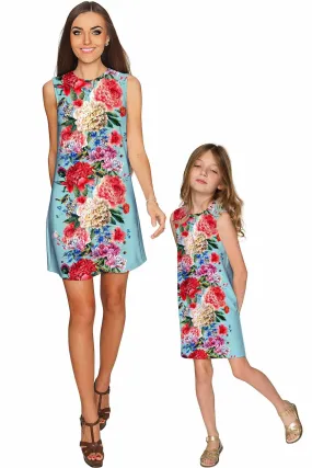 Amour Adele Shift Blue Floral Mommy and Me Dresses