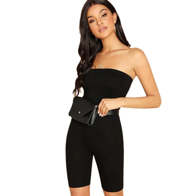 Black Sexy Female Strapless Sleeveless BodyconTube Romper