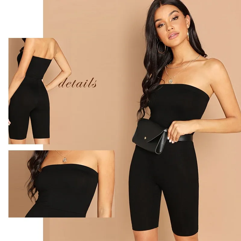 Black Sexy Female Strapless Sleeveless BodyconTube Romper