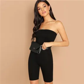 Black Sexy Female Strapless Sleeveless BodyconTube Romper