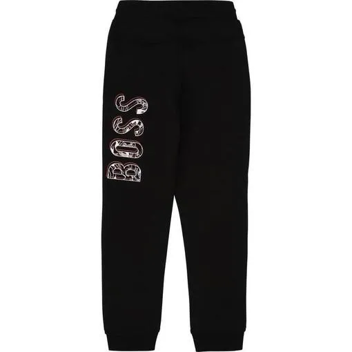 Boys Black Logo Jogging Bottoms