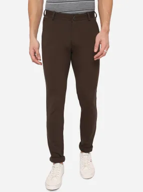 Brown Washed Venice Fit Casual Trouser | JadeBlue