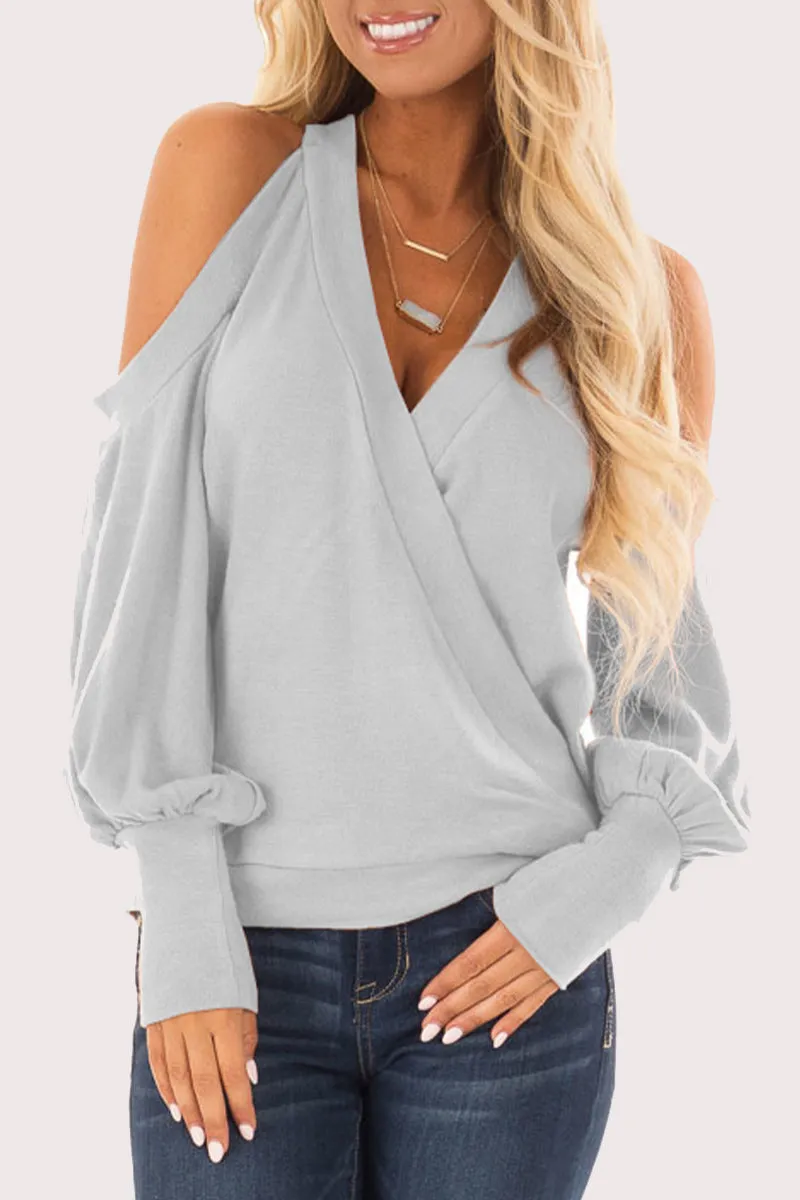 Casual Solid V Neck Tops