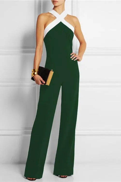 Cross Neck Sleeveless Jumpsuits