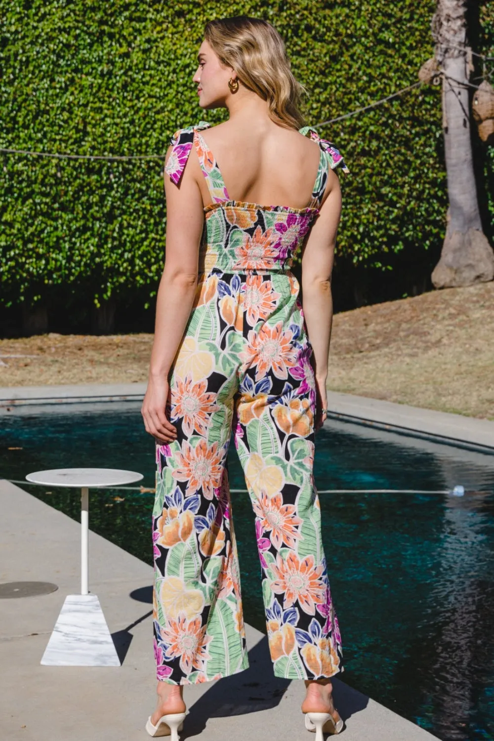 Floral Sleeveless Wide Leg Jumpsuit