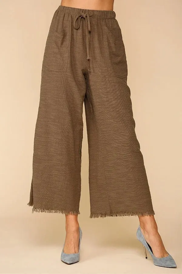 FRAYED WIDE LEG PANTS