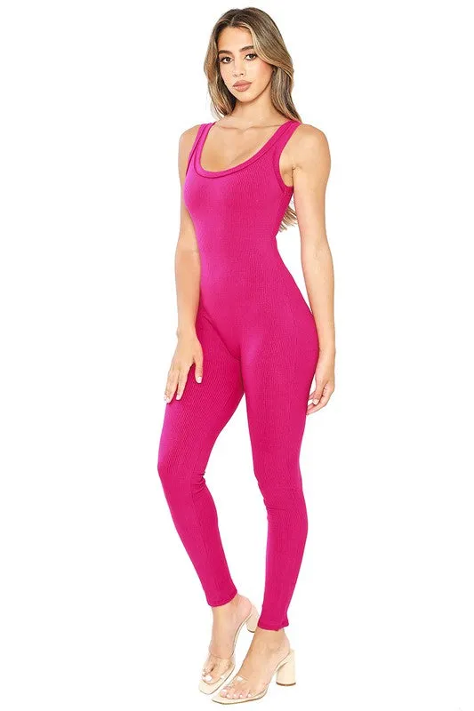 Fuchsia Sleeveless Jumpsuits