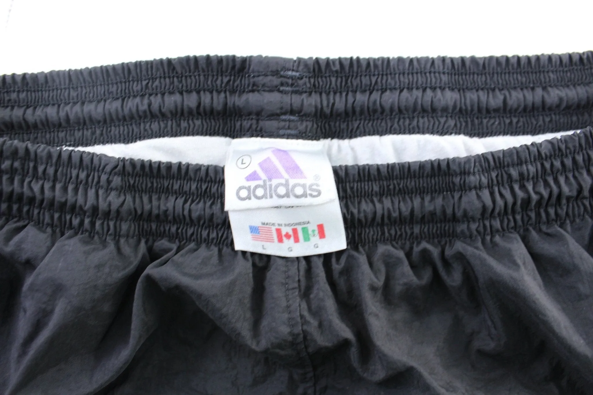 Girls Adidas Embroidered Logo Black & Grey Striped Pants