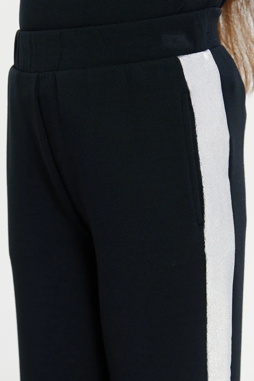 Girls Black Embellished Track Pants