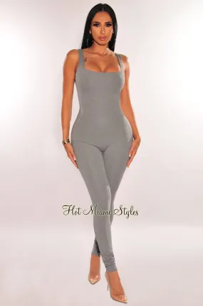 HMS Essential: Gray Spaghetti Strap Perfect Fit Jumpsuit