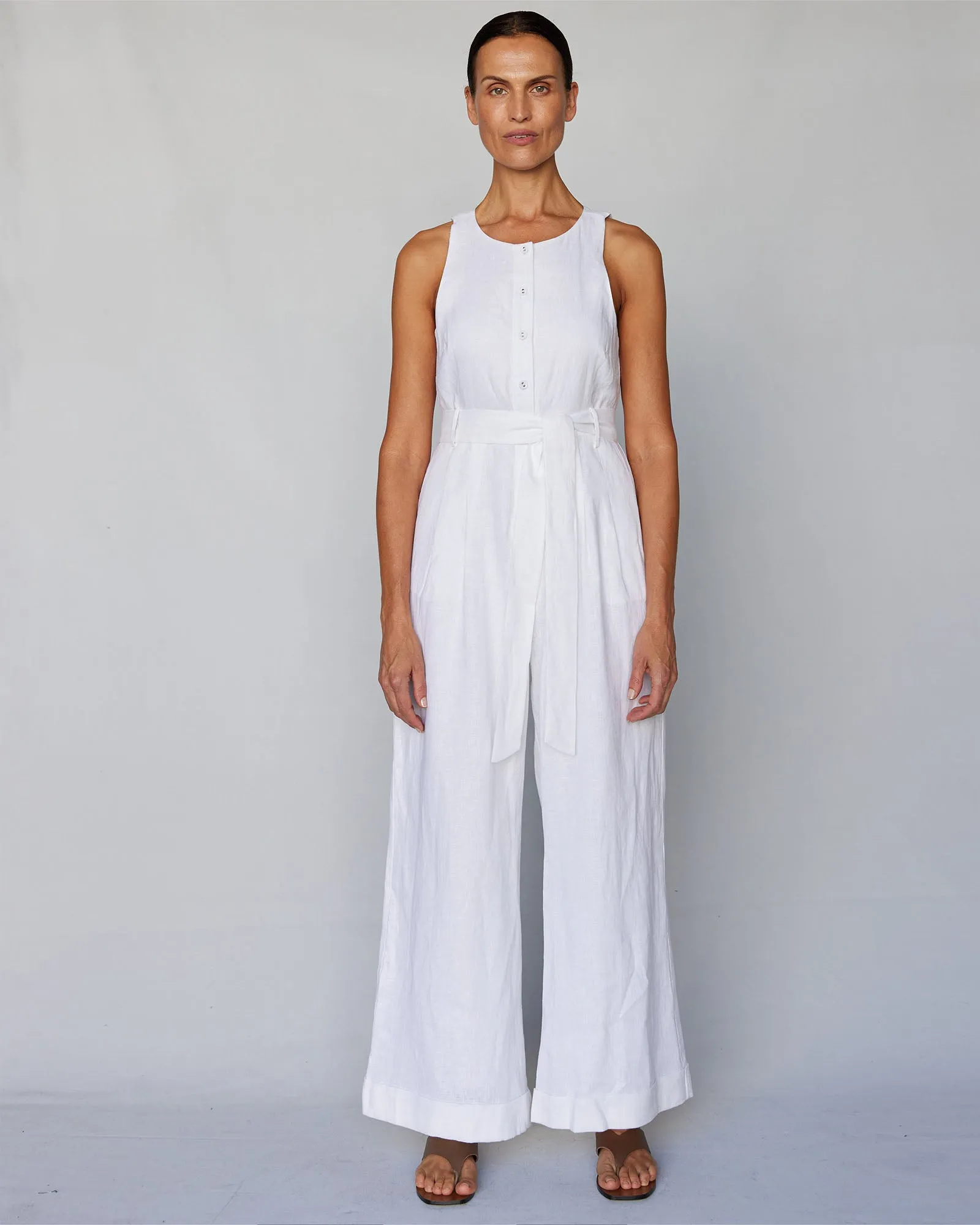 Imari Linen Jumpsuit - White