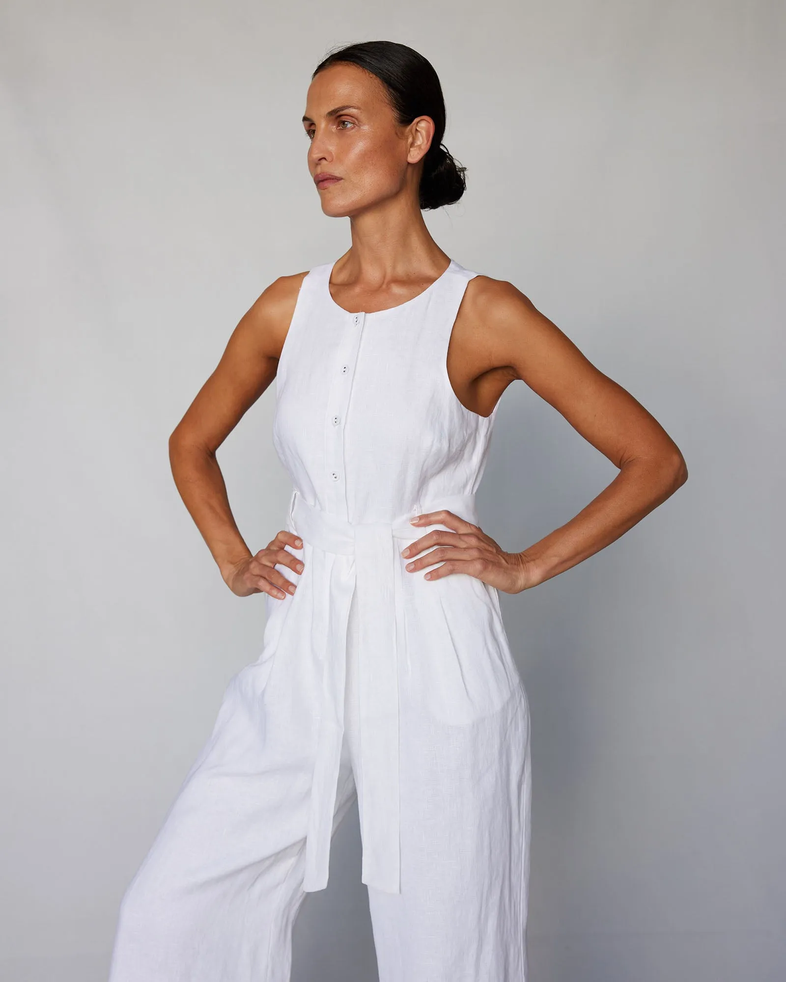 Imari Linen Jumpsuit - White