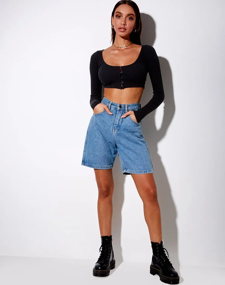 Ineke Crop Top in Rib Black