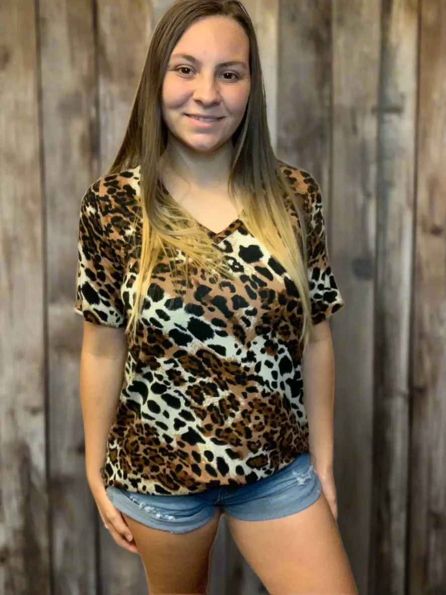 Leopard V Neck Top