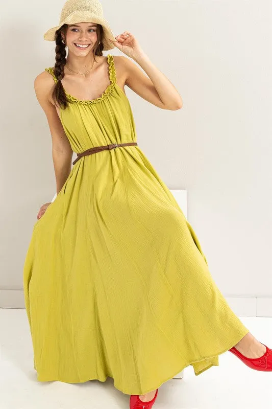 L.Olive Love Frill A-Line Maxi Dress