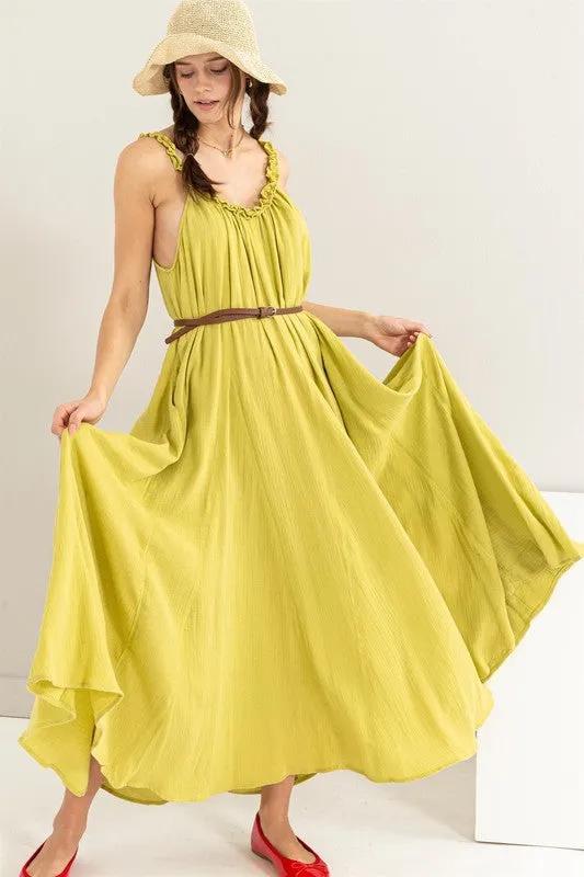 L.Olive Love Frill A-Line Maxi Dress