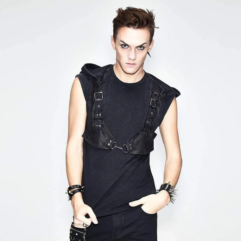 Men's Hooded Sleeveless Punk Top