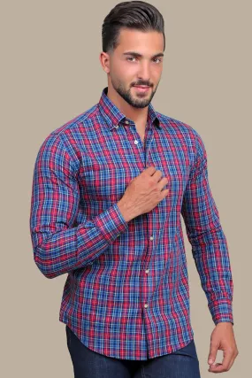 Navy & Red Checked Shirt: Classic Pattern