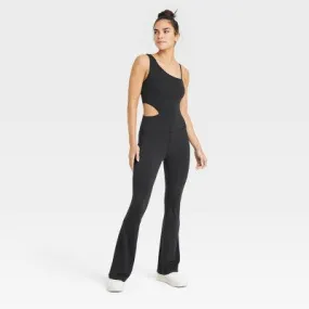 New - JoyLab Women's Full Length Sleeveless Flare Bodysuit Cutout Jumpsuit