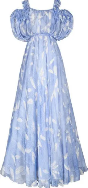 Off-the-Shoulder Printed Chiffon Maxi Dress