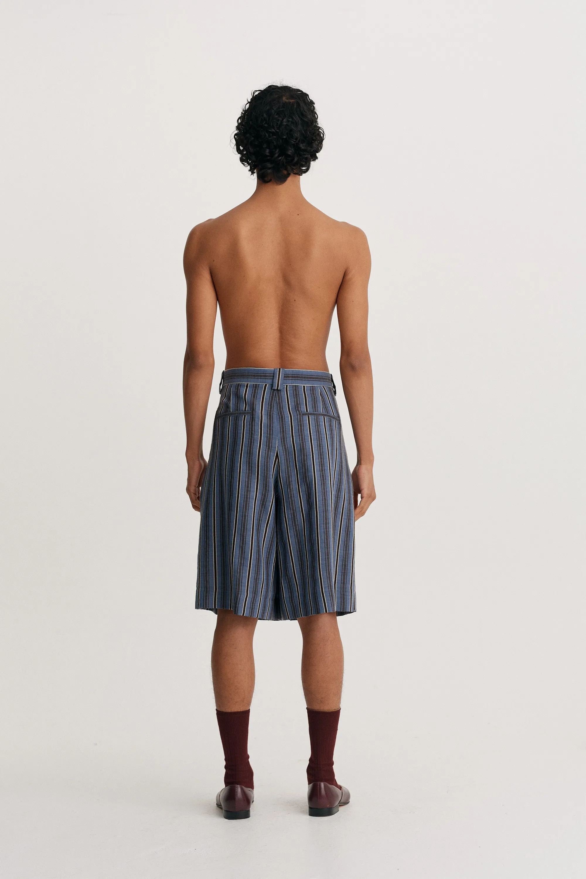 Pleated Wide-Leg Wool Short