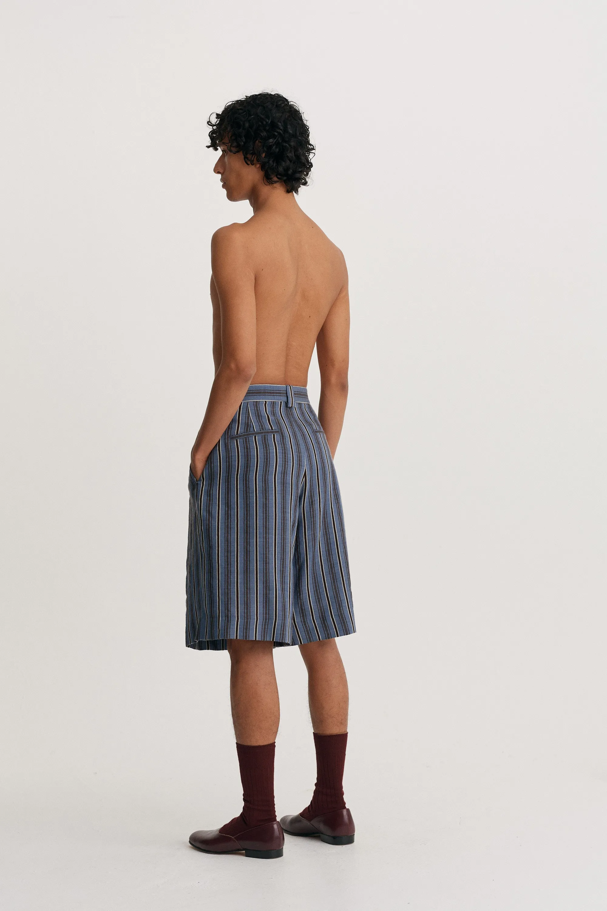 Pleated Wide-Leg Wool Short