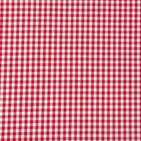 Poly Cotton Gingham 1/8in Fabric, Red- Width 112cm