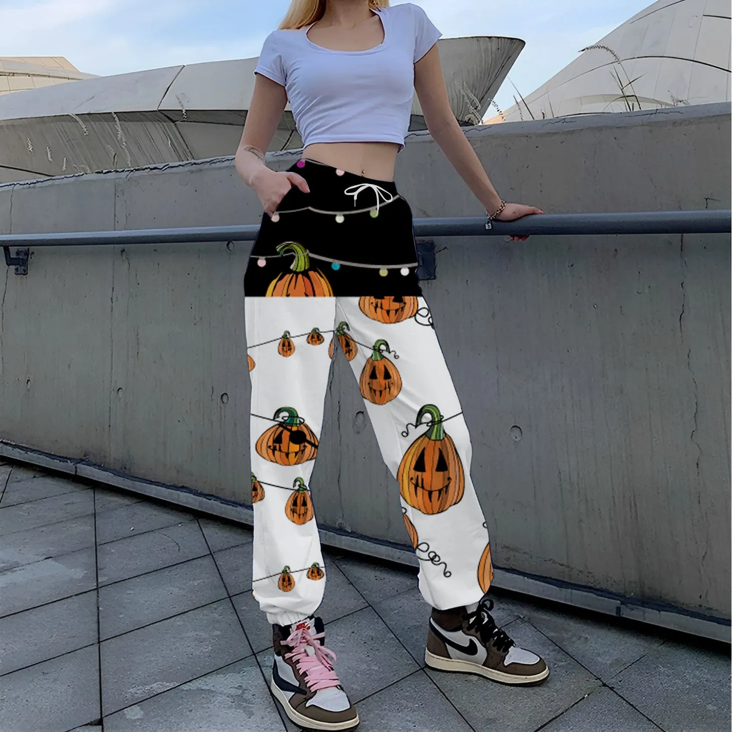 Printed Loose Tappered Sports Pants Fashion