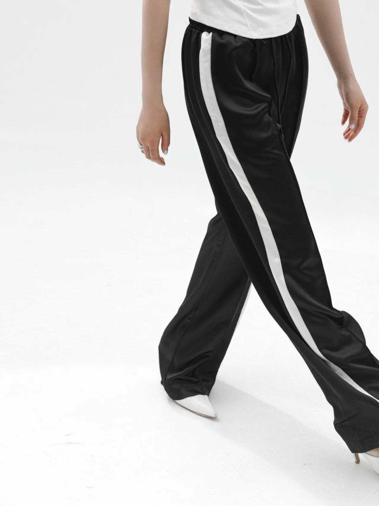 SATIN SIDE STRIPED TRACK TROUSERS