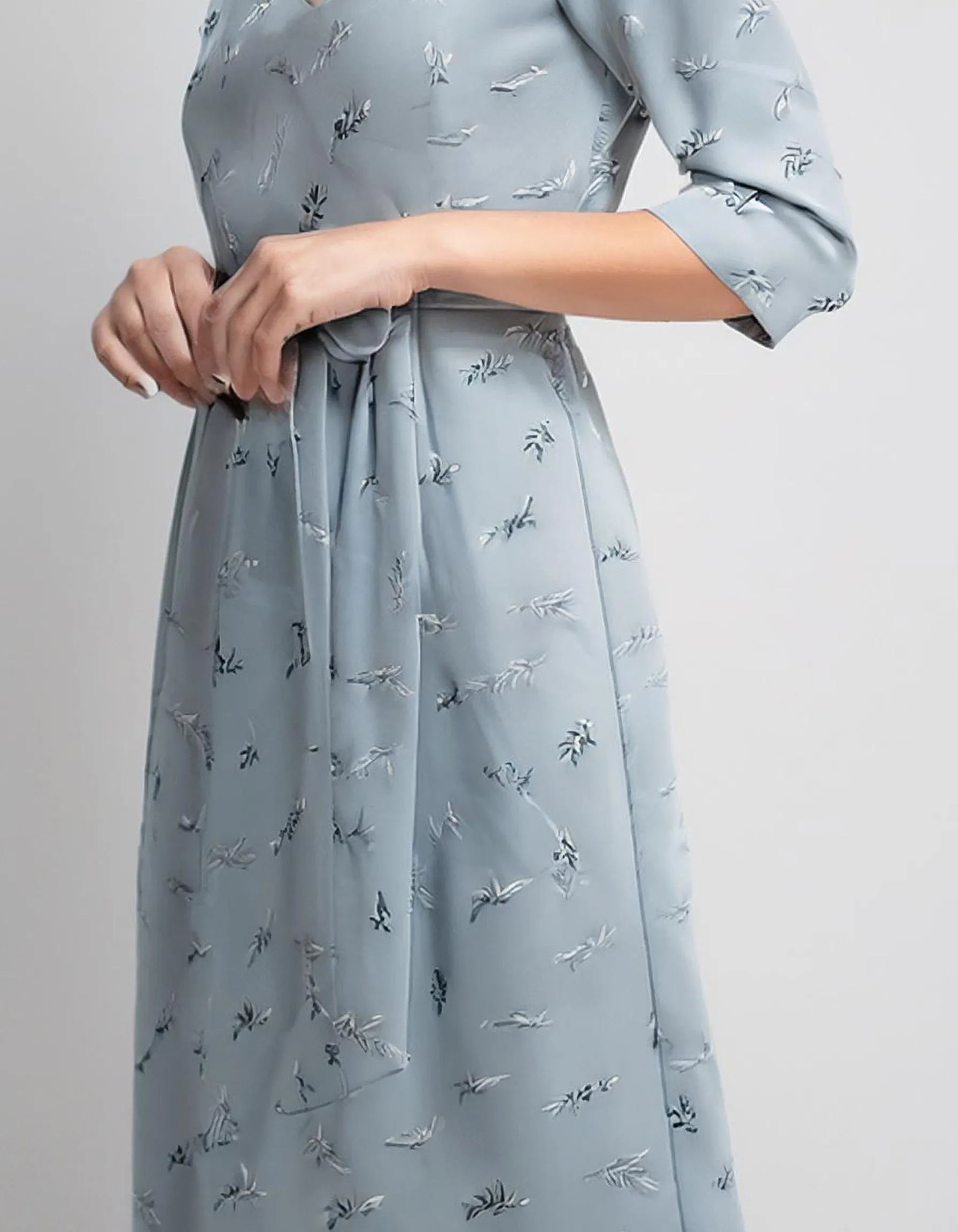 Sky Blue Scalloped Hem Shift Dresses