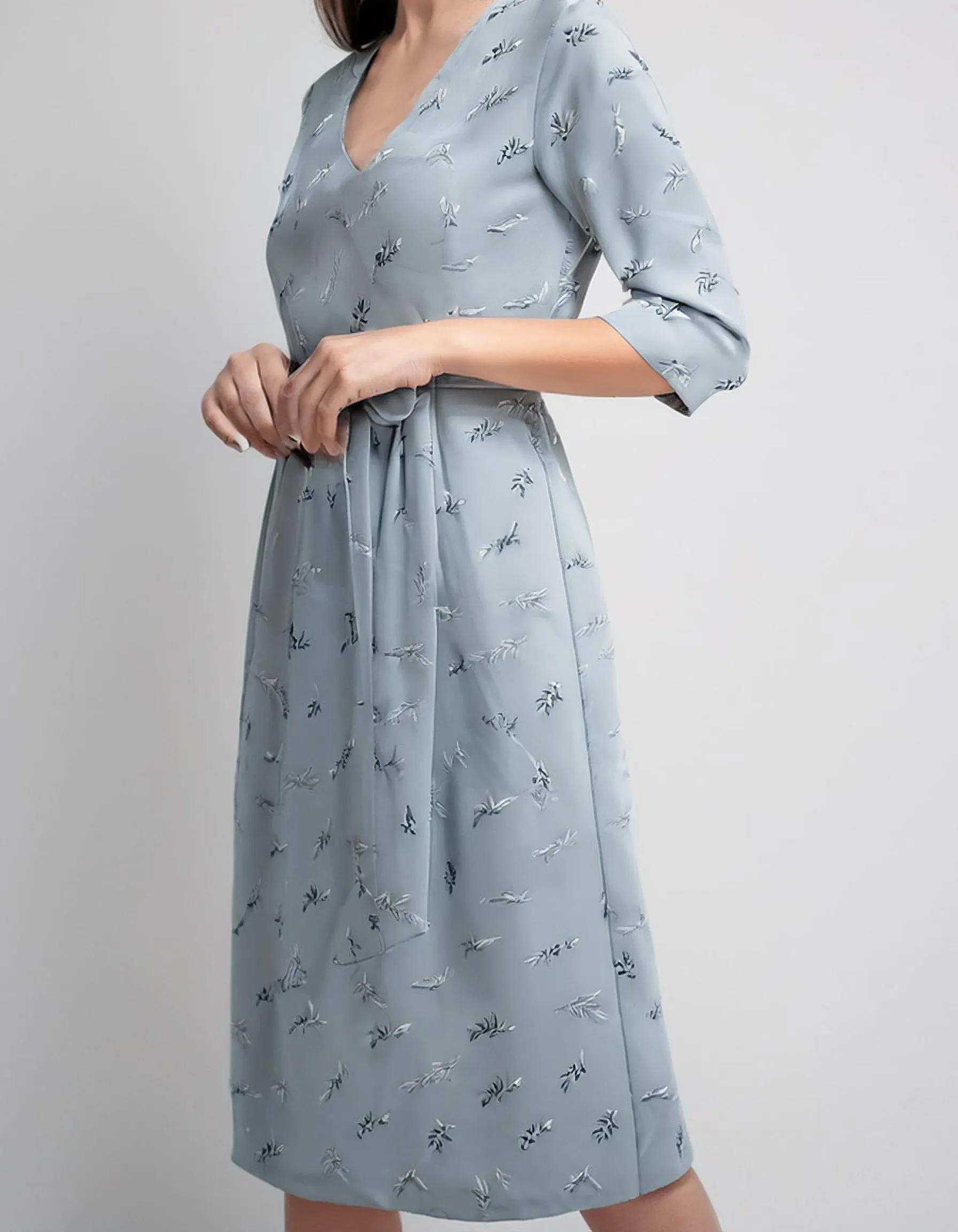 Sky Blue Scalloped Hem Shift Dresses