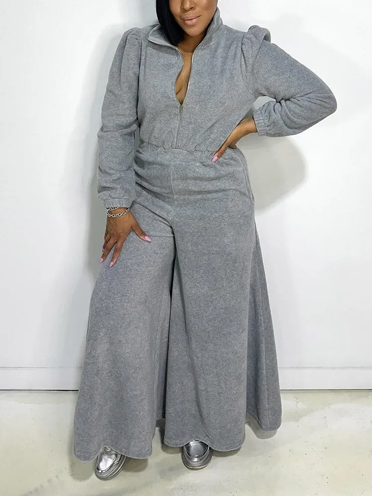 Solid Wide Leg Jumpsuit