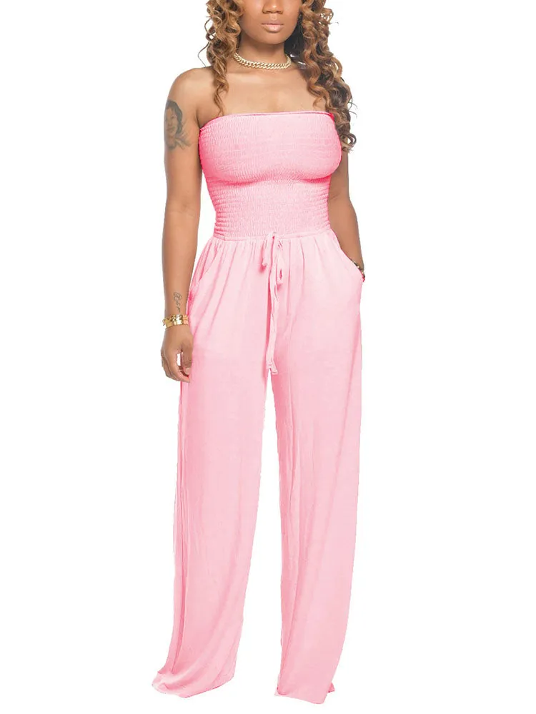 Strapless Wide Leg Jumpsuits