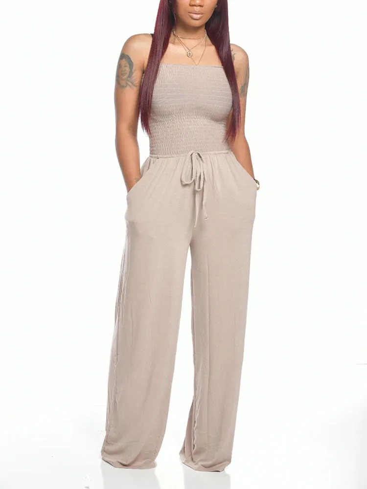 Strapless Wide Leg Jumpsuits