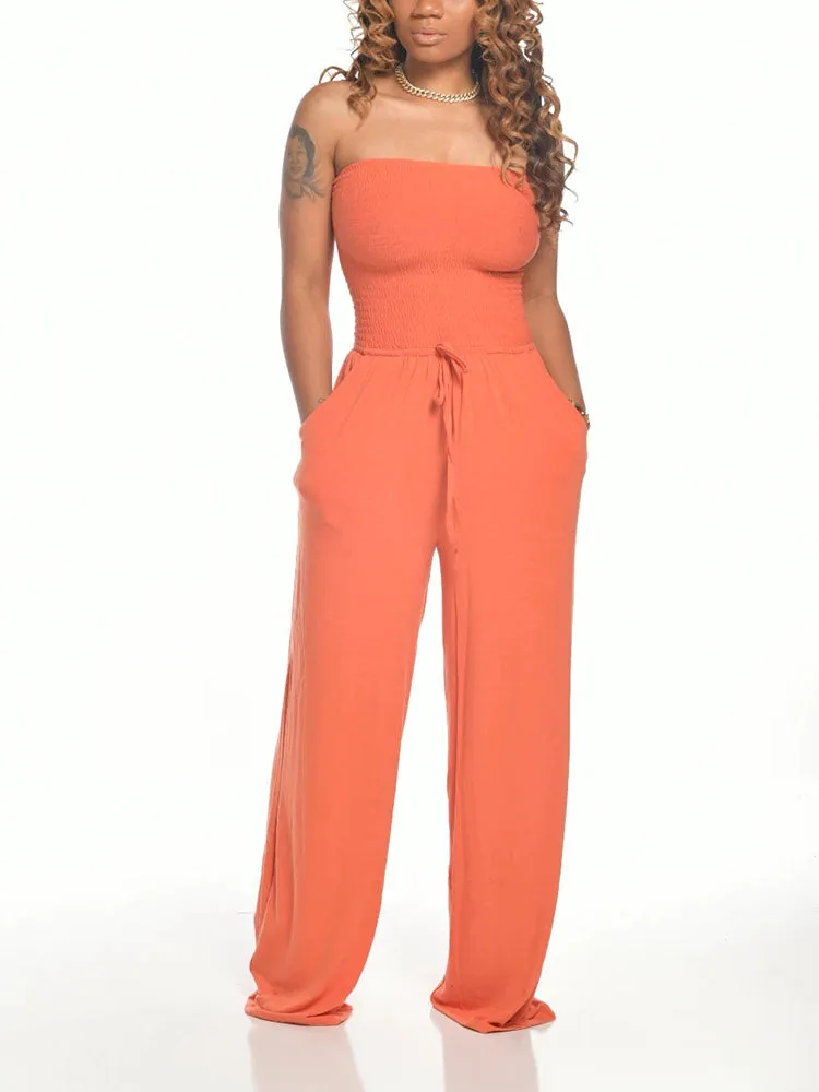 Strapless Wide Leg Jumpsuits