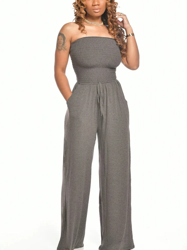 Strapless Wide Leg Jumpsuits