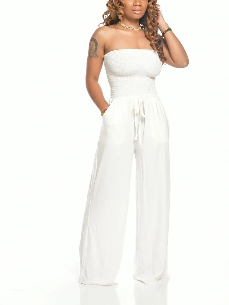 Strapless Wide Leg Jumpsuits