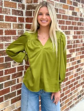 V-Neck Blouse (Olive)