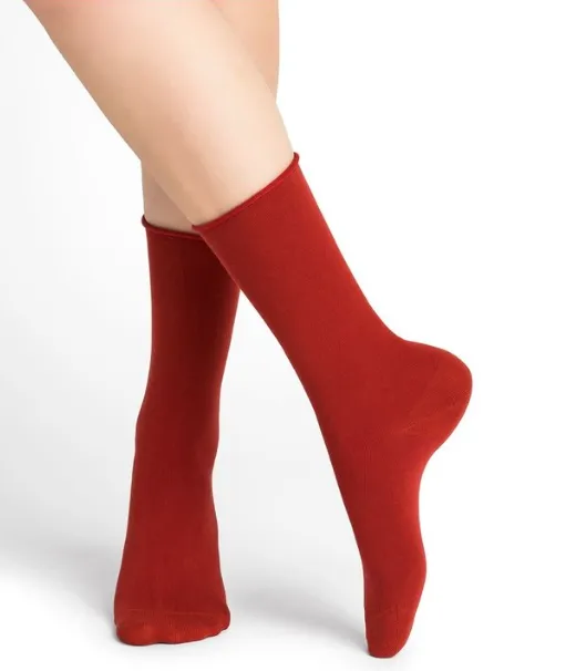 Velvet Cotton Socks Henna Red