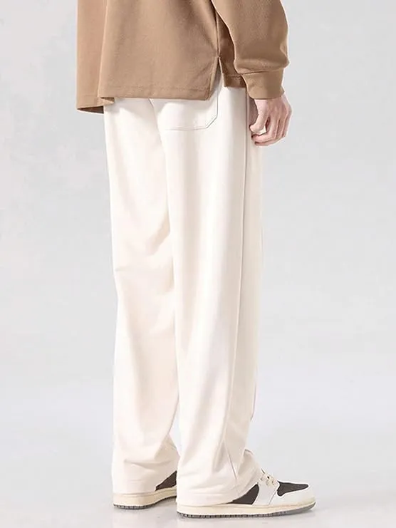 White Loose Fit Side Striped Track Pants for Men - DWNTWN