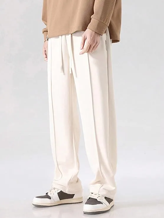 White Loose Fit Side Striped Track Pants for Men - DWNTWN