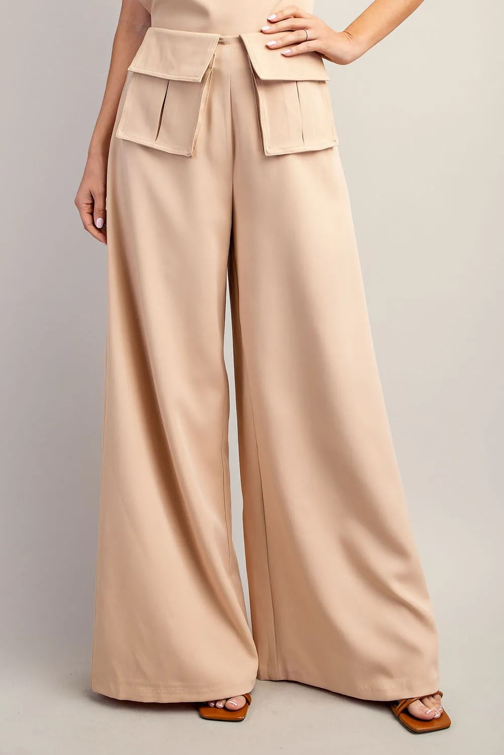 Wide Leg Front Pocket Trouser