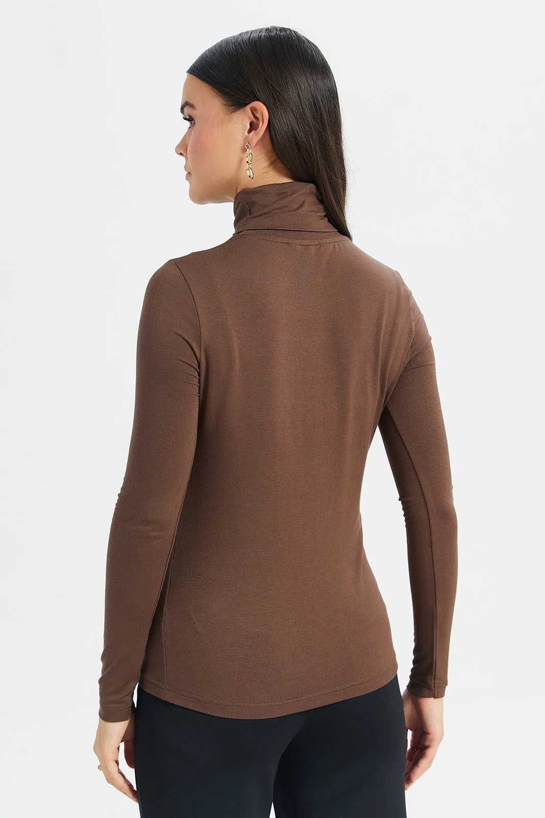 Women Brown Long Sleeve T-Shirt