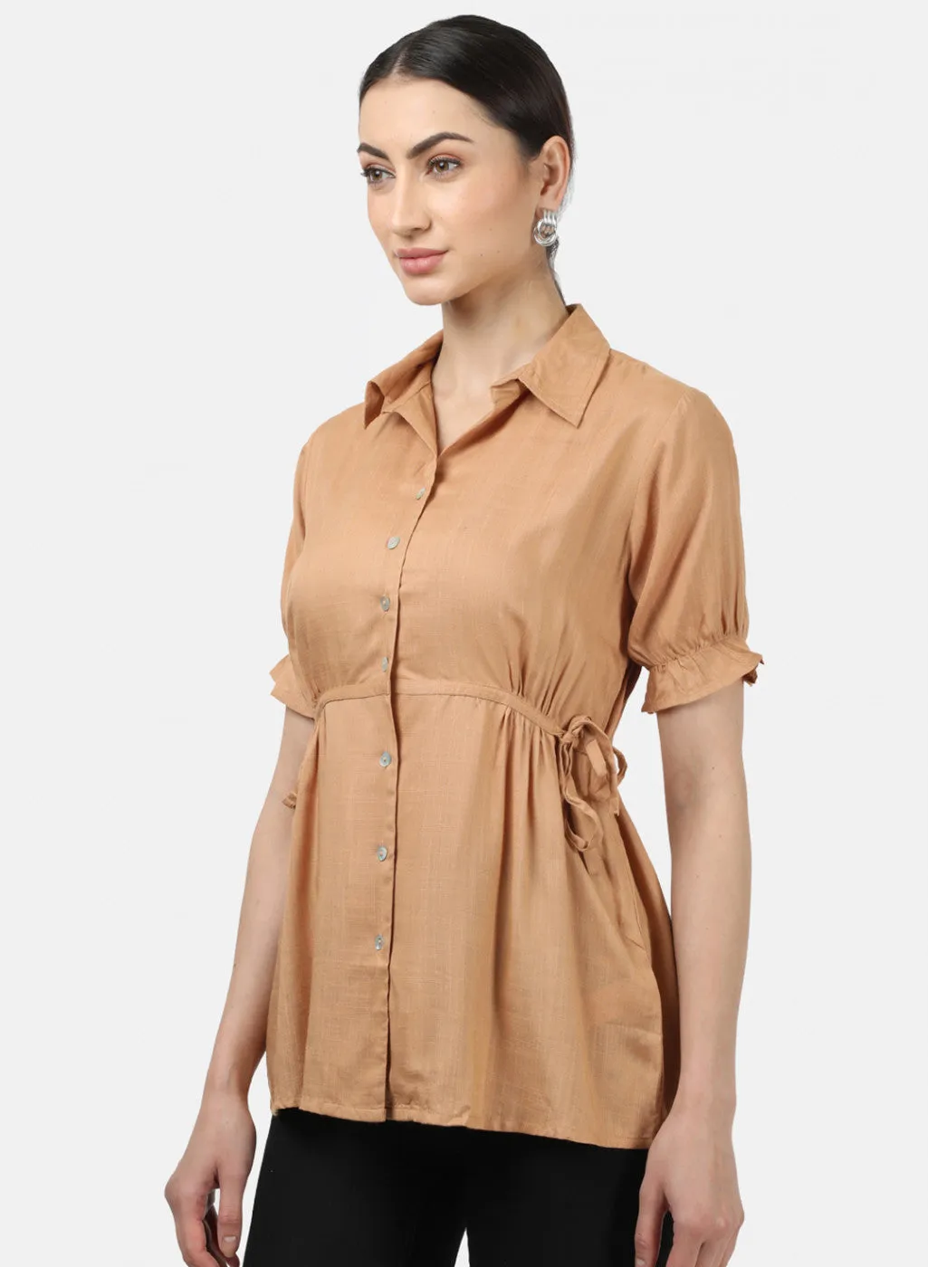 Womens Khaki Plain Tops